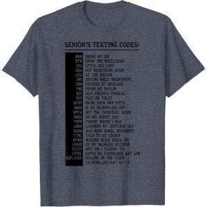 imageSeniors Texting Code Funny Senior Citizen Gifts TShirtHeather Blue