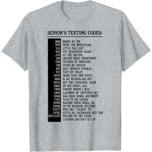 imageSeniors Texting Code Funny Senior Citizen Gifts TShirtHeather Grey