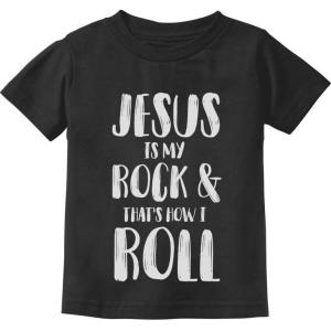 imageTstars  Jesus is My Rock ampamp Thats How I Roll Christian Toddler Kids TShirtBlack