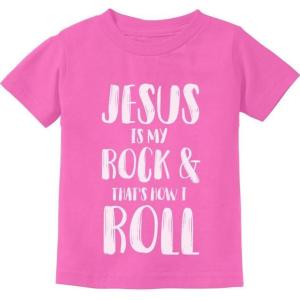 imageTstars  Jesus is My Rock ampamp Thats How I Roll Christian Toddler Kids TShirtPink