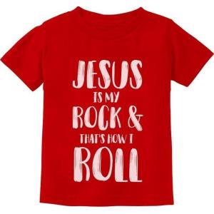 imageTstars  Jesus is My Rock ampamp Thats How I Roll Christian Toddler Kids TShirtRed