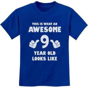 imageTstars 9th Birthday Shirt Gifts for Girls Boys This is What an Awesome 9 Year Old Looks Like Youth Kids TShirtBlue