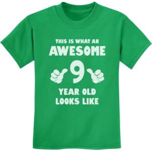 imageTstars 9th Birthday Shirt Gifts for Girls Boys This is What an Awesome 9 Year Old Looks Like Youth Kids TShirtGreen