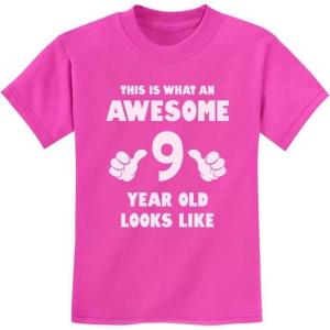 imageTstars 9th Birthday Shirt Gifts for Girls Boys This is What an Awesome 9 Year Old Looks Like Youth Kids TShirtPink