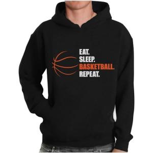 imageTstars Basketball Hoodie for Men Gifts for Coaches Fans Players Eat Sleep Ball Repeat Mens Sweatshirt HoodiesBlack