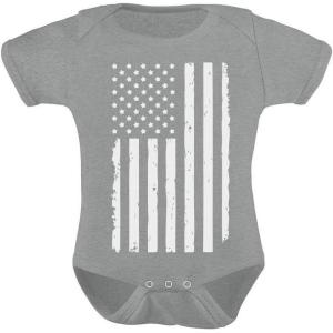 imageTstars Big White American Flag 4th of July Baby Outfit  Memorial Day Patriotic Infant Bodysuit for Boys ampamp GirlsGray