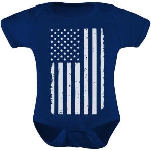 imageTstars Big White American Flag 4th of July Baby Outfit  Memorial Day Patriotic Infant Bodysuit for Boys ampamp GirlsNavy
