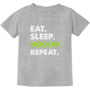 imageTstars Eat Sleep Hockey Repeat Shirt Gift for Players Boys Youth Kids TShirtGray
