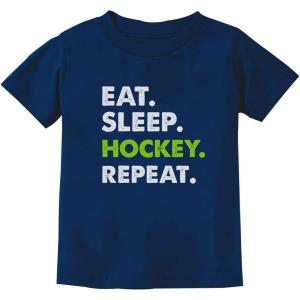 imageTstars Eat Sleep Hockey Repeat Shirt Gift for Players Boys Youth Kids TShirtNavy