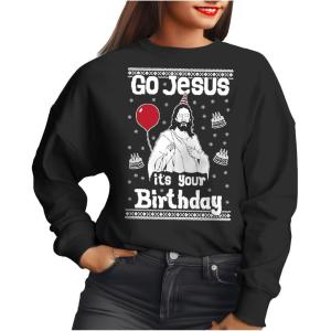 imageTstars Go Jesus Ugly Christmas Sweatshirt for Women Teen Girls Funny Holiday Xmas Womens SweatshirtsBlack