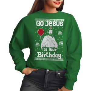 imageTstars Go Jesus Ugly Christmas Sweatshirt for Women Teen Girls Funny Holiday Xmas Womens SweatshirtsGreen
