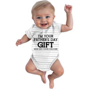 imageTstars Happy Fathers Day DaddyFirst Fathers Day BodysuitGift for New DadNewborn Infant Outfit Boy or Girl Size 3M24MGift  Gray Stripes