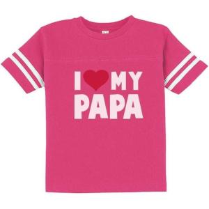 imageTstars I Love Heart My Papa Childrens Toddler Jersey TShirtWow Pink