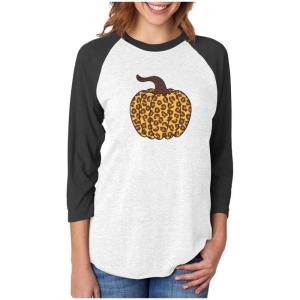 imageTstars Leopard Halloween Pumpkin Thanksgiving 34 Women Sleeve Baseball Jersey ShirtBlackWhite