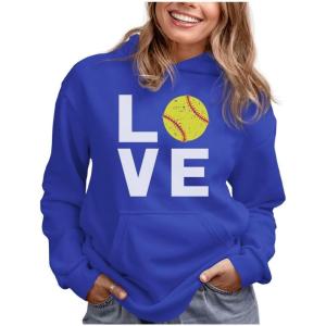 imageTstars Love Softball Sweatshirt Hoodie Novelty Gifts for Coaches Fan Players Pitcher Hoodies for Women Teen GirlsRoyal