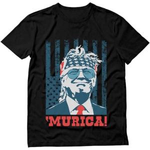 imageTstars Murica American Flag Trump Shirt  Patriotic USA MAGA Mens Tee for 4th of July ampamp Memorial DayBlack