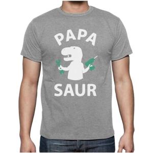 imageTstars Papa Saur Dad Shirt  New Dad Gifts  Funny Dinosaur Themed Fathers Day Tshirt for MenGray