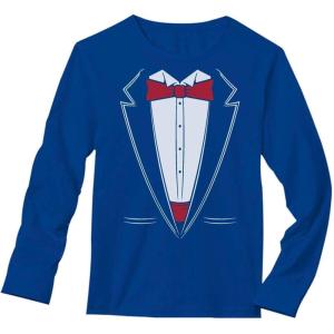imageTstars Printed Suit ampamp Tie Tuxedo  Red Bow Tie Bachelor Party Long Sleeve TShirtBlue