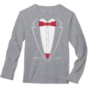 imageTstars Printed Suit ampamp Tie Tuxedo  Red Bow Tie Bachelor Party Long Sleeve TShirtGray