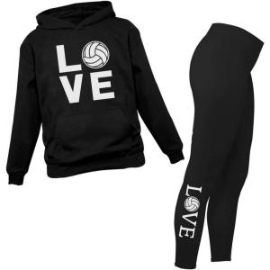 imageTstars Volleyball Hoodie ampamp Legging Set  Matching Outfit for Teen Girls ampamp Women  Gifts for Players Coaches ampamp FansBlack  Black