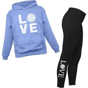 imageTstars Volleyball Hoodie ampamp Legging Set  Matching Outfit for Teen Girls ampamp Women  Gifts for Players Coaches ampamp FansBlack  California Blue