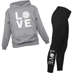 imageTstars Volleyball Hoodie ampamp Legging Set  Matching Outfit for Teen Girls ampamp Women  Gifts for Players Coaches ampamp FansBlack  Gray