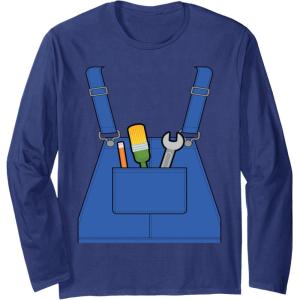 imageVideo game plumber builder easy costume printed jumpsuit top Long Sleeve TShirtNavy Blue