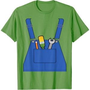 imageVideo game plumber builder easy costume printed jumpsuit top TShirtGrass Green