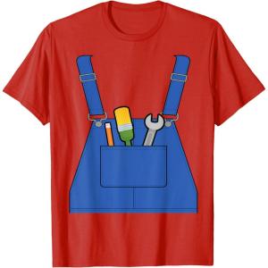 imageVideo game plumber builder easy costume printed jumpsuit top TShirtRed