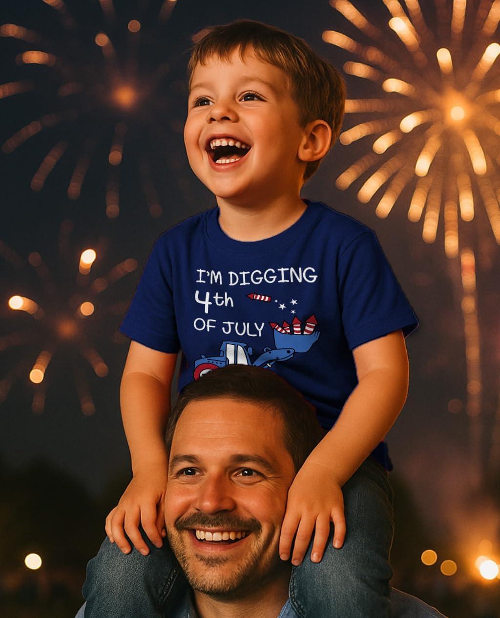 imageTstars American Flag Boys 4th of July Shirt  USA Patriotic Toddler Kids Tee for Memorial Day ampamp Independence DayTractor  Navy