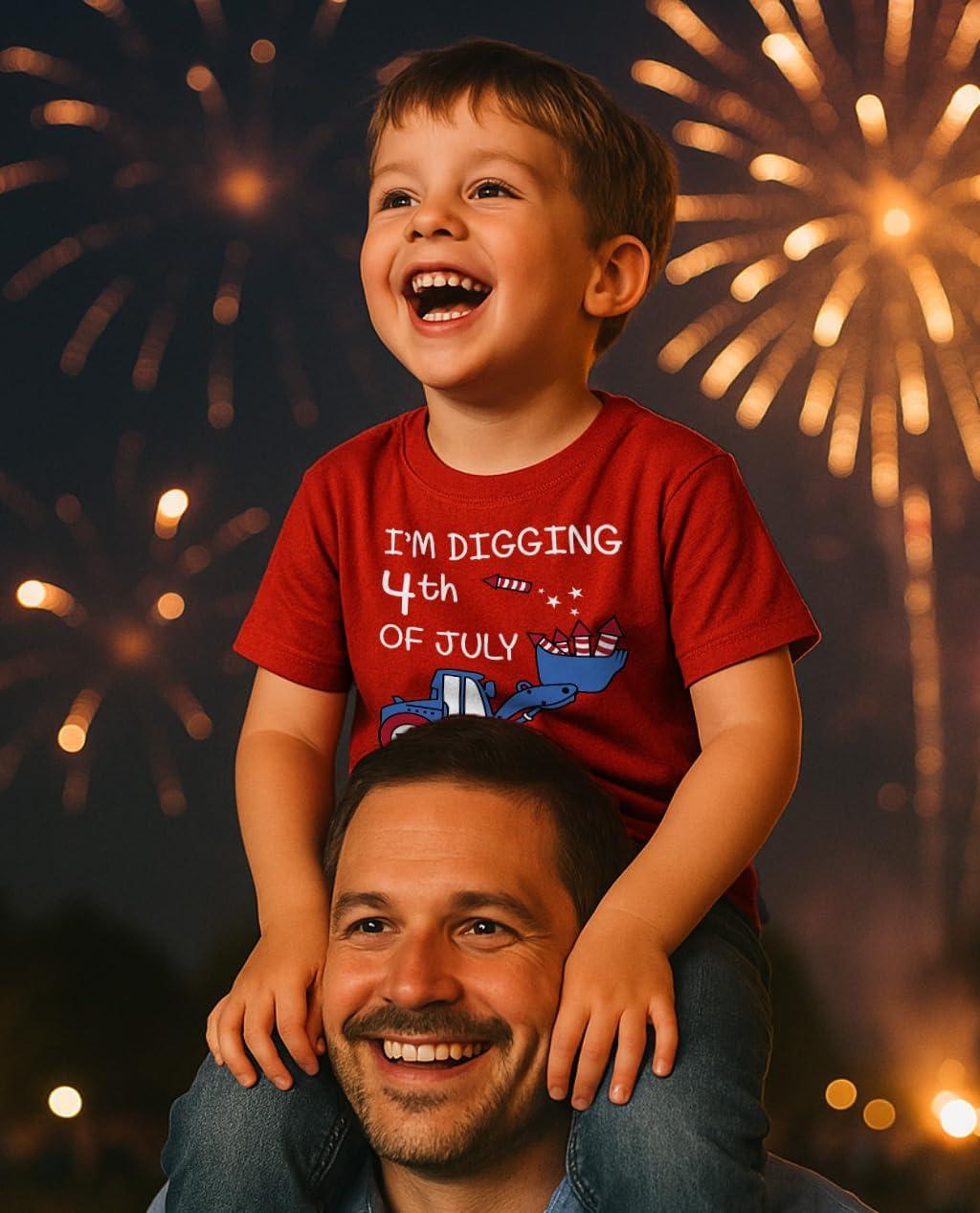 imageTstars American Flag Boys 4th of July Shirt  USA Patriotic Toddler Kids Tee for Memorial Day ampamp Independence DayTractor  Red