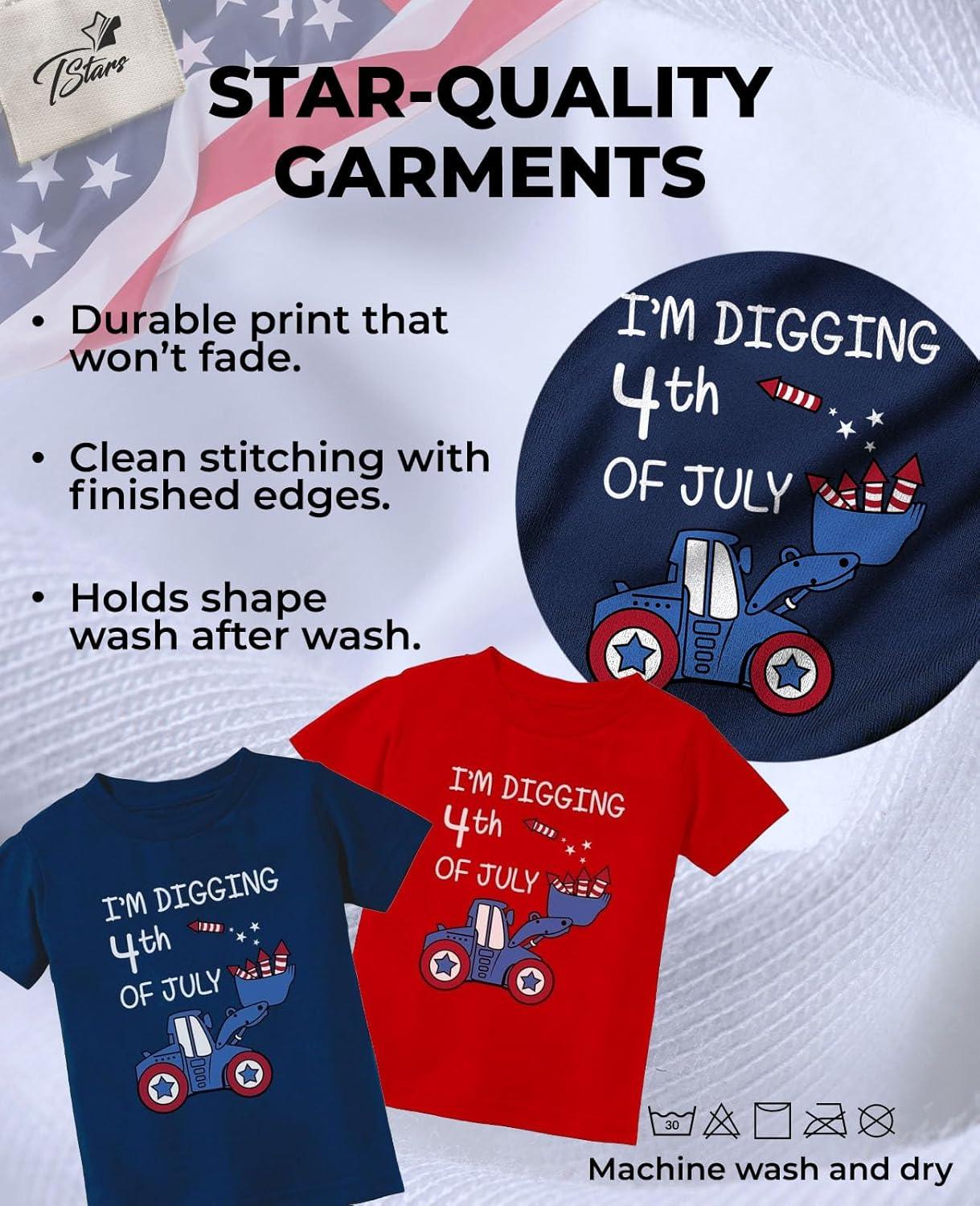 imageTstars American Flag Boys 4th of July Shirt  USA Patriotic Toddler Kids Tee for Memorial Day ampamp Independence DayTractor  Red