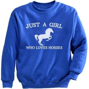 imageTstars Horse Sweatshirt for Girls  Just a Girl Who Loves Horses Equestrian Gift for Kids Who Love RidingBlue