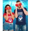 imageTstars Daddy and Mommy Shark Matching TShirt Set Funny Gift for Parents New Mom and Dad ShirtsMommy Red  Daddy Navy