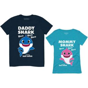 imageTstars Daddy and Mommy Shark Matching TShirt Set Funny Gift for Parents New Mom and Dad ShirtsMommy Aqua  Daddy Navy