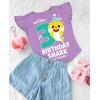 imageTstars 2nd 3rd 4th Birthday Baby Shark Shirt Two Three Four Year Old Toddler Girl Ruffle Sleeve Top3rd Birthday  Lavender