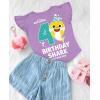 imageTstars 2nd 3rd 4th Birthday Baby Shark Shirt Two Three Four Year Old Toddler Girl Ruffle Sleeve Top4th Birthday  Lavender