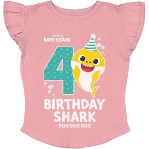 imageTstars 2nd 3rd 4th Birthday Baby Shark Shirt Two Three Four Year Old Toddler Girl Ruffle Sleeve Top4th Birthday  Mauvelous