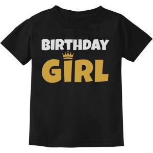 imageTstars Birthday Girl Youth Gold Crown Tiara Youth Kids TShirtBlack
