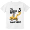 imageTstars Personalized 3rd Birthday Shirt Boy Im Digging Being 3 Toddler Kids TShirtWhite