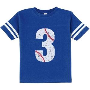 imageTstars TeeStars  Baseball 3rd Birthday Gift for Three Year Old Toddler Jersey TShirtBlue