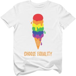 imageChoose Equality Kids Pride Shirt  LGBTQ Rainbow Love TShirt  Gay LGBT Month Gift for Toddlers ampamp YouthIce Cream  White