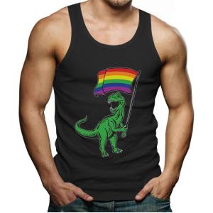 imageTstars Dino Trex Rainbow Flag Pride Tank Top Men  LGBTQ Gifts  Gay Equality Love Mens Sleeveless ShirtDino  Black