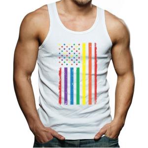 imageTstars Dino Trex Rainbow Flag Pride Tank Top Men  LGBTQ Gifts  Gay Equality Love Mens Sleeveless ShirtFlag  White
