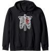 imageSkeleton Rib Cage Heart Xray Halloween Easy Costume Zip HoodieBlack
