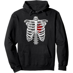 imageSkeleton Rib Cage Heart Xray Halloween Easy Costume Pullover HoodieBlack