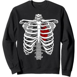 imageSkeleton Rib Cage Heart Xray Halloween Easy Costume SweatshirtBlack