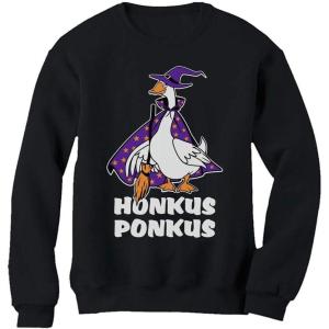 imageTstars Honkus Ponkus Goose Shirt Funny Halloween Costume Witch Hat Women SweatshirtBlack