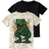 imageTstars Funny Shirt  Gift for Toddler ampamp Youth  Chicken Guess What Dinosaur Tee and Monster Tractor Shirt for KidsDino Camo  Black 2pack