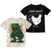 imageTstars Funny Shirt  Gift for Toddler ampamp Youth  Chicken Guess What Dinosaur Tee and Monster Tractor Shirt for KidsDino Camo  Chicken Black 2pack